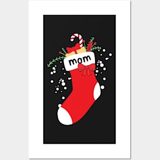 Christmas Stocking With Mom Label Posters and Art